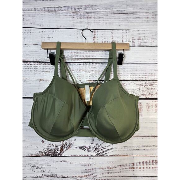 Cacique women's Plus size Green Bikini Top size 40G - Picture 1 of 5